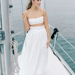 Selfie Leslie White Two Piece Maxi Dress